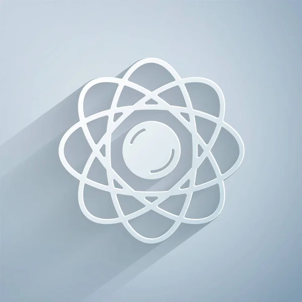 Pappersklipp Atom Ikonen Isolerad Grå Bakgrund Symbol För Vetenskap Utbildning — Stock vektor