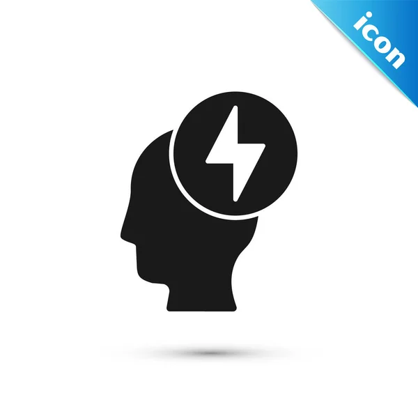Grey Human Head Electric Symbol Icon Isolated White Background Vector — Stock Vector
