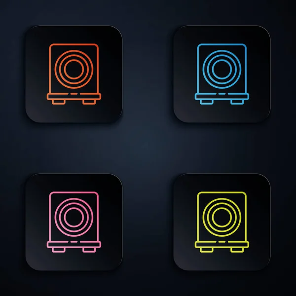 Color Neon Line Electric Stove Icon Isolated Black Background Cooktop — Stock Vector