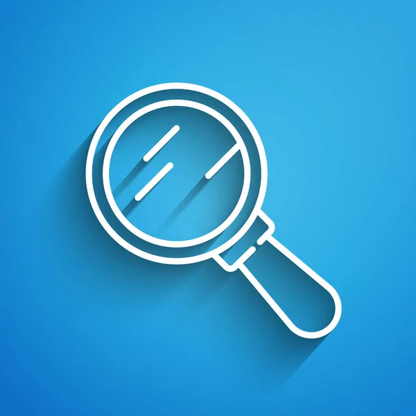 Λευκή Γραμμή Μεγεθυντική Γυάλινη Εικόνα Απομονωμένη Μπλε Φόντο Αναζήτηση Εστίαση — Διανυσματικό Αρχείο