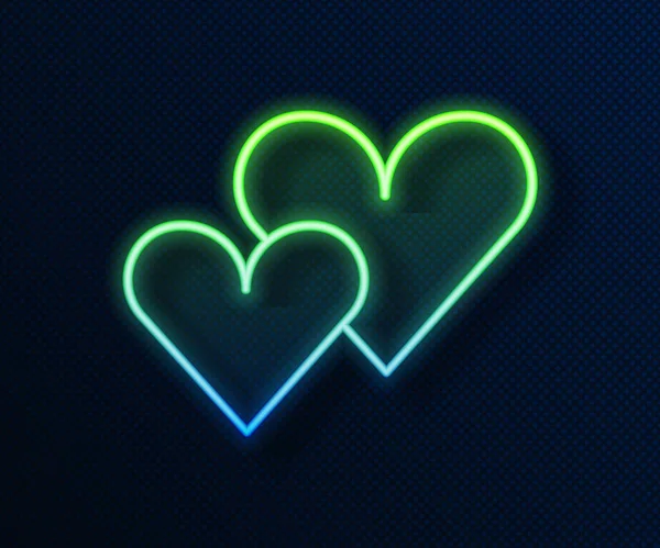 Línea Neón Brillante Icono Del Corazón Aislado Sobre Fondo Azul — Vector de stock