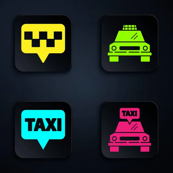 Zestaw Taxi Samochód Wskaźnik Mapy Taksówką Wskaźnik Mapy Taksówką Taxi — Wektor stockowy