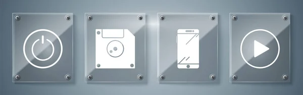 Set Play Kreis Smartphone Handy Diskette Für Die Speicherung Von — Stockvektor