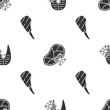 Taze donmuş balık bifteği, taze donmuş biftek ve pürüzsüz desenli kaburga bifteği. Vektör.