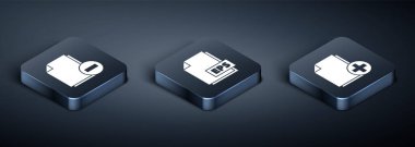 Isometric Belgesini eksi ile ayarla, yeni dosya ve EPS dosya simgesi ekle. Vektör.