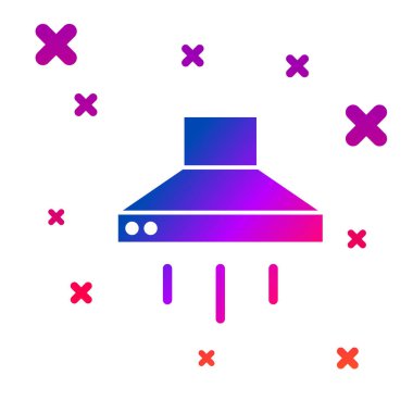 Renkli Mutfak sökücü fan simgesi beyaz arkaplanda izole edildi. Mutfak kaputu. Mutfak egzozu. Ev aletleri. Kademeli rastgele dinamik şekiller. Vektör.