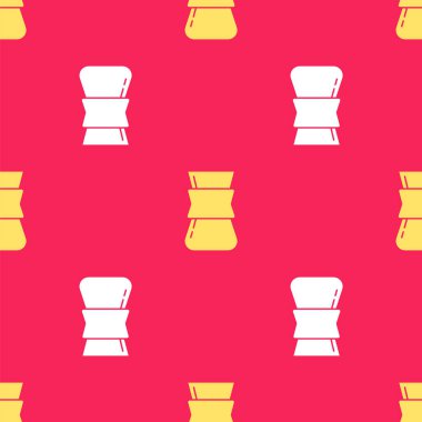 Sarı Kahve Türk ikonu, kırmızı arka planda pürüzsüz bir desen buldu. Vektör.