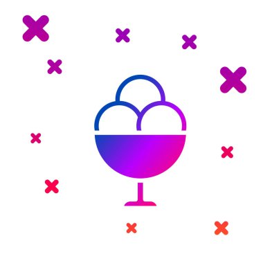 Kase ikonundaki renkli dondurma beyaz arka planda izole edilmiş. Güzel sembol. Kademeli rastgele dinamik şekiller. Vektör.