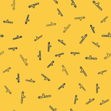 Mavi çizgi polis kauçuk çubuk ikonu sarı arka planda pürüzsüz desen izole etti. Kauçuk copu. Polis yarasası. Polis ekipmanları. Vektör İllüstrasyonu.