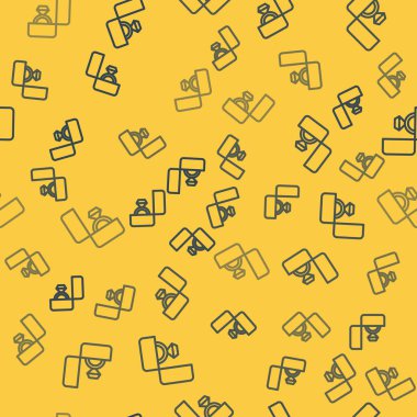 Mavi çizgi Diamond nişan yüzüğü ikonu sarı arka planda kusursuz desen izole etti. Vektör İllüstrasyonu.