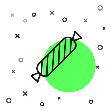 Siyah çizgi Candy simgesi beyaz arkaplanda izole edildi. Vektör.