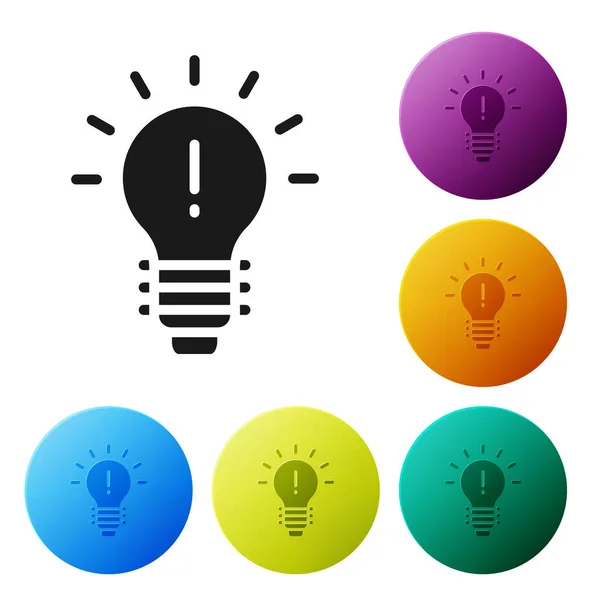 Black Light Bulb Concept Idea Icon Isolated White Background Energy — Stock Vector