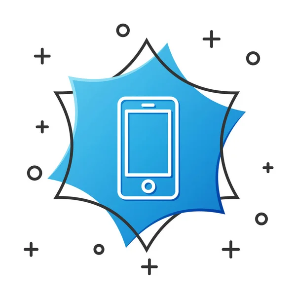 Ligne Blanche Smartphone Icône Téléphone Portable Isolé Sur Fond Blanc — Image vectorielle