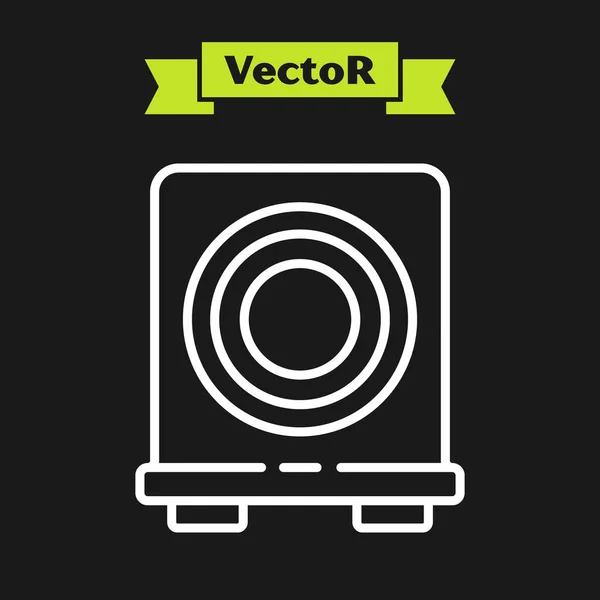 Bílá Čára Elektrický Sporák Ikona Izolované Černém Pozadí Znamení Kuchaře — Stockový vektor