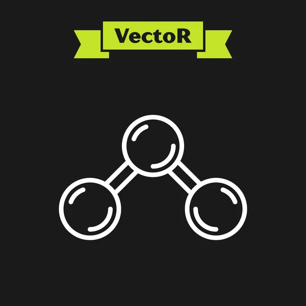 Línea Blanca Icono Molécula Aislado Sobre Fondo Negro Estructura Moléculas — Vector de stock