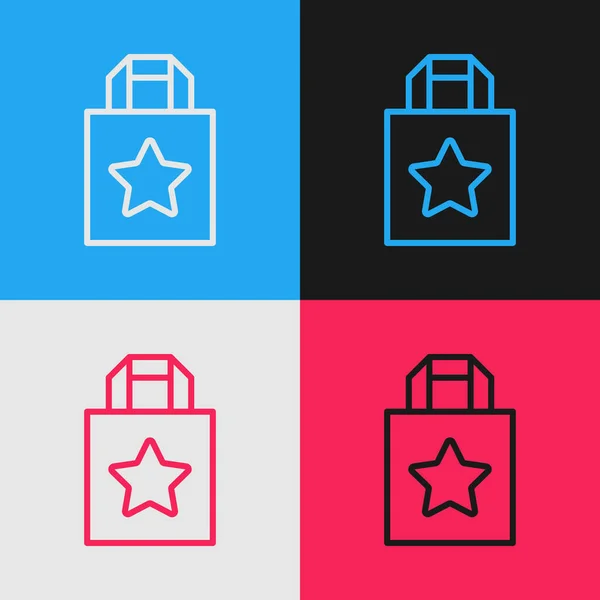 Pop Art Line Icono Bolsa Compras Papel Aislado Sobre Fondo — Vector de stock