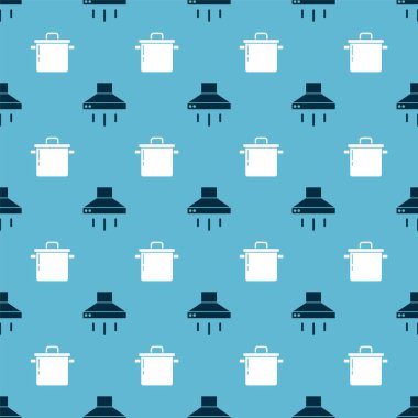 Mutfak vantilatörünü ve tencereyi pürüzsüz desene ayarlayın. Vektör.