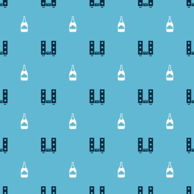 Ev teybini iki hoparlörle ve şampanya şişesiyle kusursuz bir şablona ayarla. Vektör.