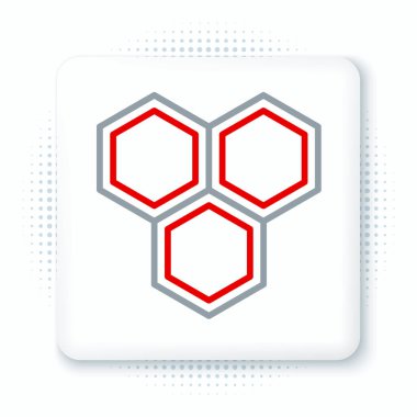 Beyaz arkaplanda çizgi bal peteği simgesi izole edildi. Bal hücrelerinin sembolü. Tatlı doğal yemek. Renkli taslak konsepti. Vektör.