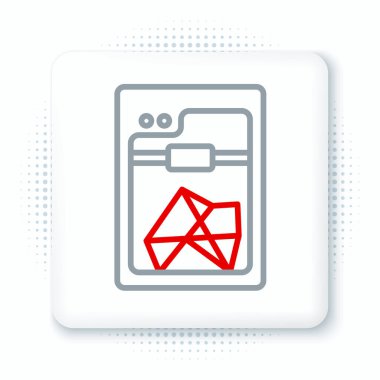 Satır 3D yazıcı simgesi beyaz arkaplanda izole edildi. Renkli taslak konsepti. Vektör.