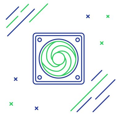 Hat Bilgisayar soğutucu simgesi beyaz arkaplanda izole edildi. Bilgisayar donanım pervanesi. Renkli taslak konsepti. Vektör.