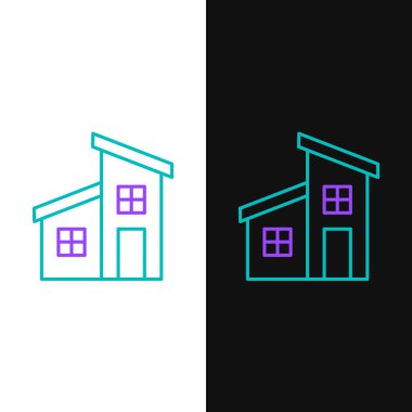 Çizgi Evi simgesi beyaz ve siyah arkaplanda izole edildi. Ev sembolü. Renkli taslak konsepti. Vektör.