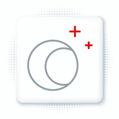 Çizgi Ay ve yıldız simgesi beyaz arkaplanda izole edildi. Renkli taslak konsepti. Vektör.