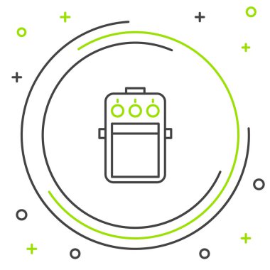 Gitar pedalı simgesi beyaz arkaplanda izole edildi. Müzik aletleri. Renkli taslak konsepti. Vektör.