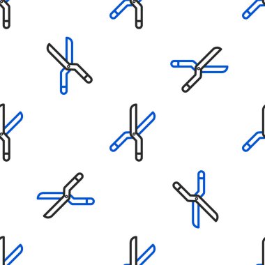 Beyaz arkaplandaki izole edilmiş ikonu budamak için el yapımı makas. Ahşap saplı budama makası. Renkli taslak konsepti. Vektör.