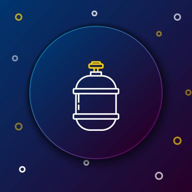 Propan gazı tankı ikonu mavi arkaplanda izole edildi. Yanabilir benzin deposu ikonu. Renkli taslak konsepti. Vektör.