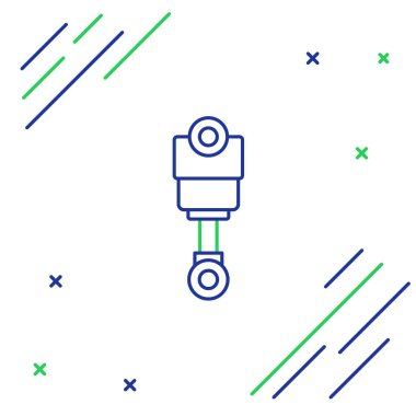 Hat motoru piston simgesi beyaz arkaplanda izole edildi. Araba motoru pistonu işareti. Renkli taslak konsepti. Vektör.