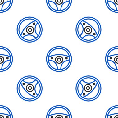 Çizgili direksiyon simgesi beyaz arkaplanda izole edilmiş kusursuz desen. Araba tekeri ikonu. Renkli taslak konsepti. Vektör.