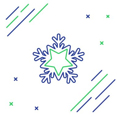 Çizgi Kar Tanesi simgesi beyaz arkaplanda izole edildi. Mutlu Noeller ve mutlu yıllar. Renkli taslak konsepti. Vektör.