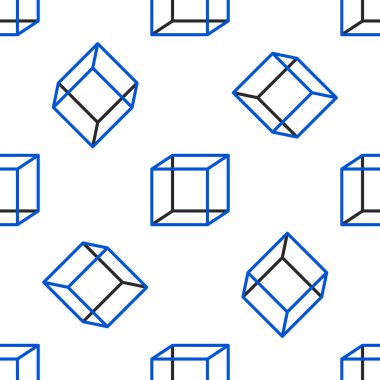 Satır Geometrik şekil küp simgesi beyaz arkaplanda izole edilmiş kusursuz desen. Soyut şekil. Geometrik süs. Renkli taslak konsepti. Vektör.