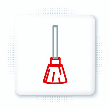 Çizgi Cadıları süpürge simgesi beyaz arkaplanda izole edildi. Mutlu Cadılar Bayramı Partisi. Renkli taslak konsepti. Vektör.