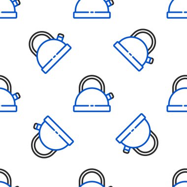 Kabza simgesine sahip çizgi çaydanlığı beyaz arka planda izole edilmiş. Çaydanlık ikonu. Renkli taslak konsepti. Vektör.