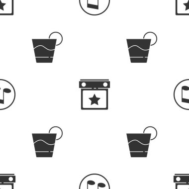 Müzik notasını, tonunu, takvim partisini ve Kokteyl 'i kusursuz şekilde ayarla. Vektör.