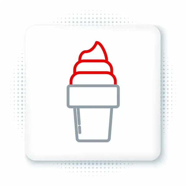 Line Ice Cream Waffle Cone Icon Isolated White Background Sweet — Stock Vector