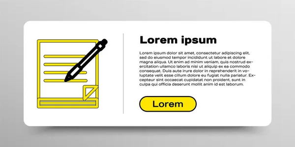 Vonal Üres Notebook Toll Ikon Elszigetelt Fehér Alapon Papír Toll — Stock Vector