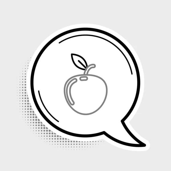 在灰色背景下孤立的线苹果图标 带有叶子符号的水果 五彩缤纷的概念 — 图库矢量图片