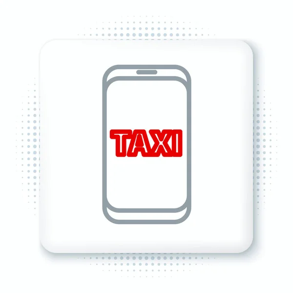 ラインタクシー白い背景に隔離された電話サービスのアイコンを呼び出します スマートフォン用タクシー カラフルなアウトラインコンセプト ベクトル — ストックベクタ