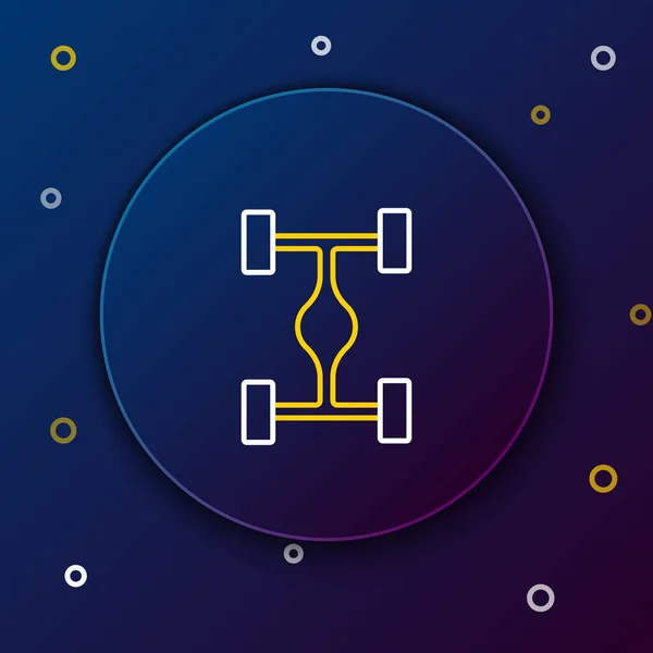 Linie Șasiu Masina Pictograma Izolat Fundal Albastru Conceptul Contur Colorat — Vector de stoc