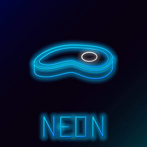 Glödande Neon Line Biff Kött Ikon Isolerad Svart Bakgrund Färgstarkt — Stock vektor