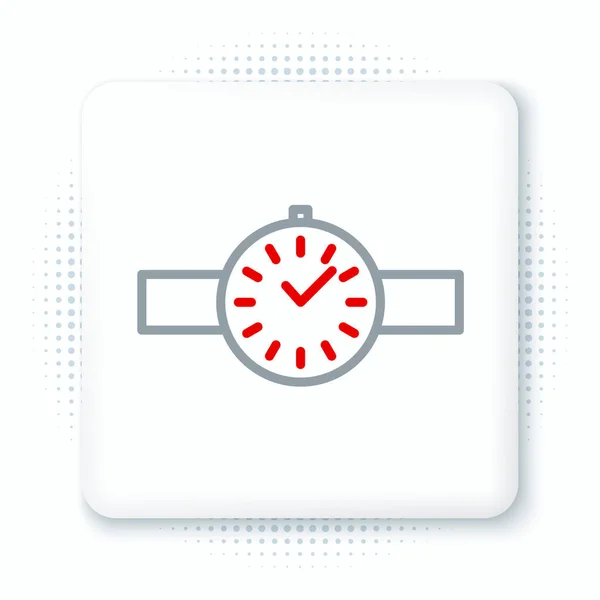 Line Wrist Horloge Pictogram Geïsoleerd Witte Achtergrond Een Horloge Icoon — Stockvector