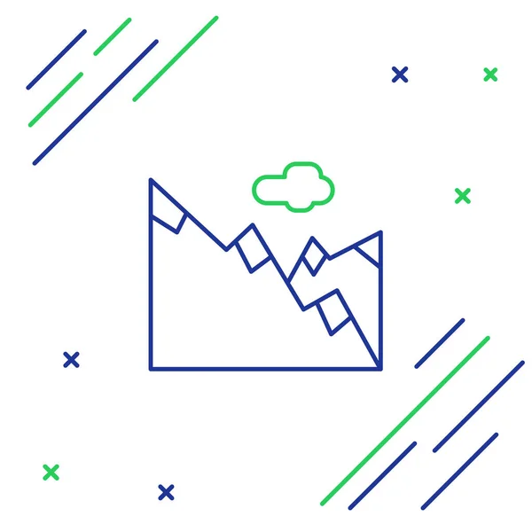 Icône Montagnes Ligne Isolée Sur Fond Blanc Symbole Victoire Concept — Image vectorielle