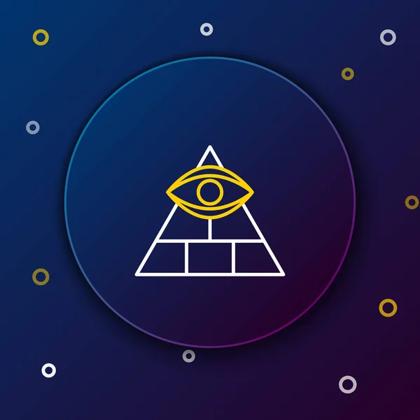 Linie Freimaurer Symbol Allsehendes Auge Gottes Symbol Isoliert Auf Blauem — Stockvektor