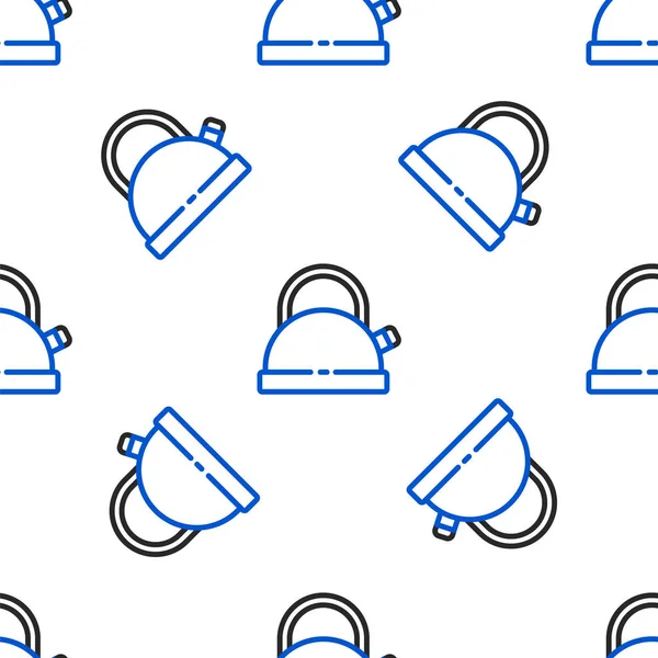 Line Wasserkocher Mit Griff Symbol Isoliert Nahtlose Muster Auf Weißem — Stockvektor