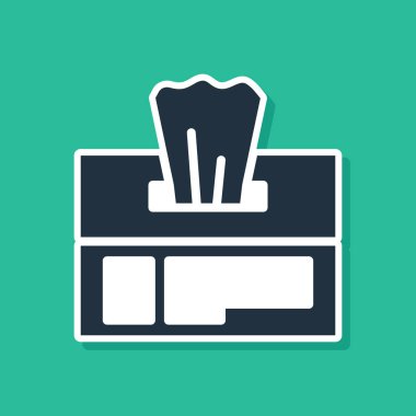 Mavi ıslak mendil simgesi yeşil arkaplanda izole edildi. Vektör İllüstrasyonu.