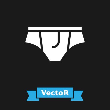 Siyah arkaplanda beyaz iç çamaşırı simgesi var. Vektör İllüstrasyonu.