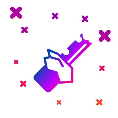 Beyaz arkaplanda izole edilmiş renkli Bitten çikolata ikonu. Kademeli rastgele dinamik şekiller. Vektör.